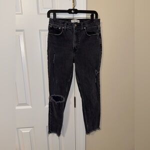 Abercrombie & Fitch Black Distressed Mom High Rise Jean 28/6R